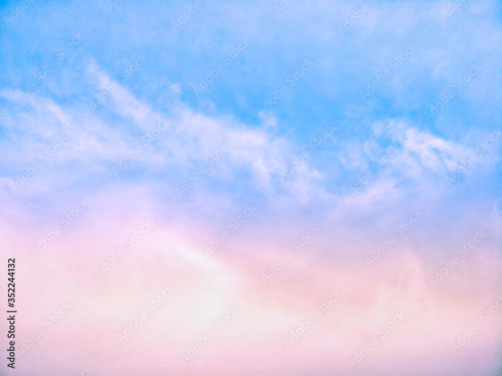 The sky and clouds are sweet pastel with beautiful nature