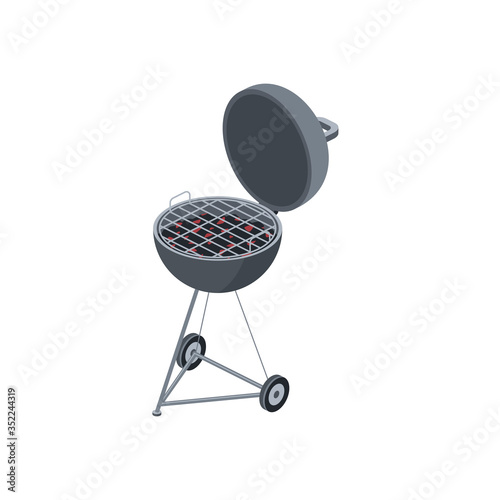 Barbecue grill coals. Vector 3d isometric, color web icon, new flat style. Creative illustration design, isolated graphic idea for infographics.