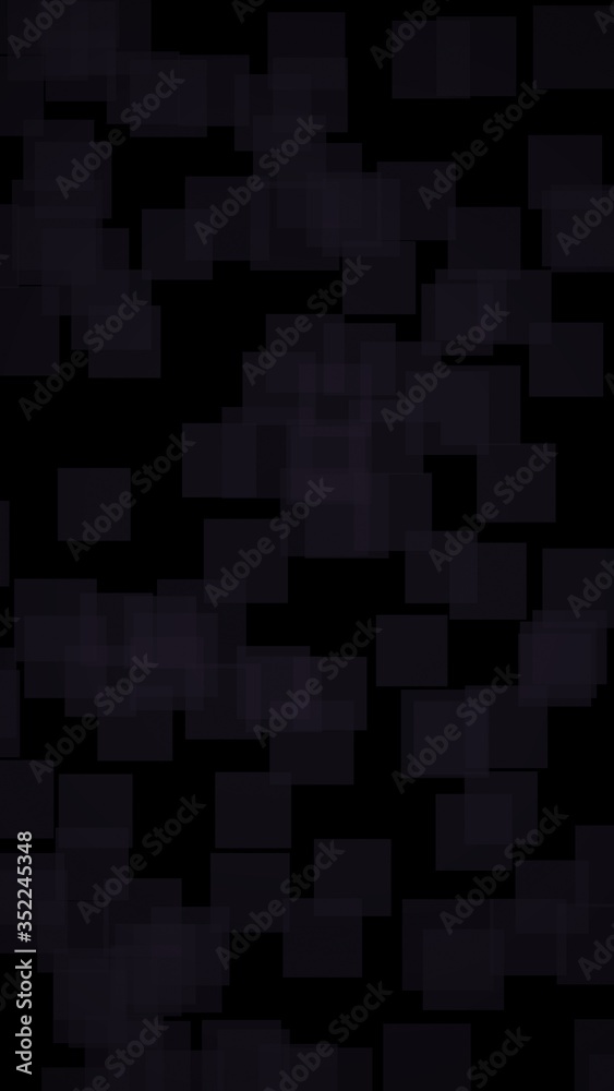 Black abstract background. Backdrop with grey squares. Vertical orientation. 3D illustration