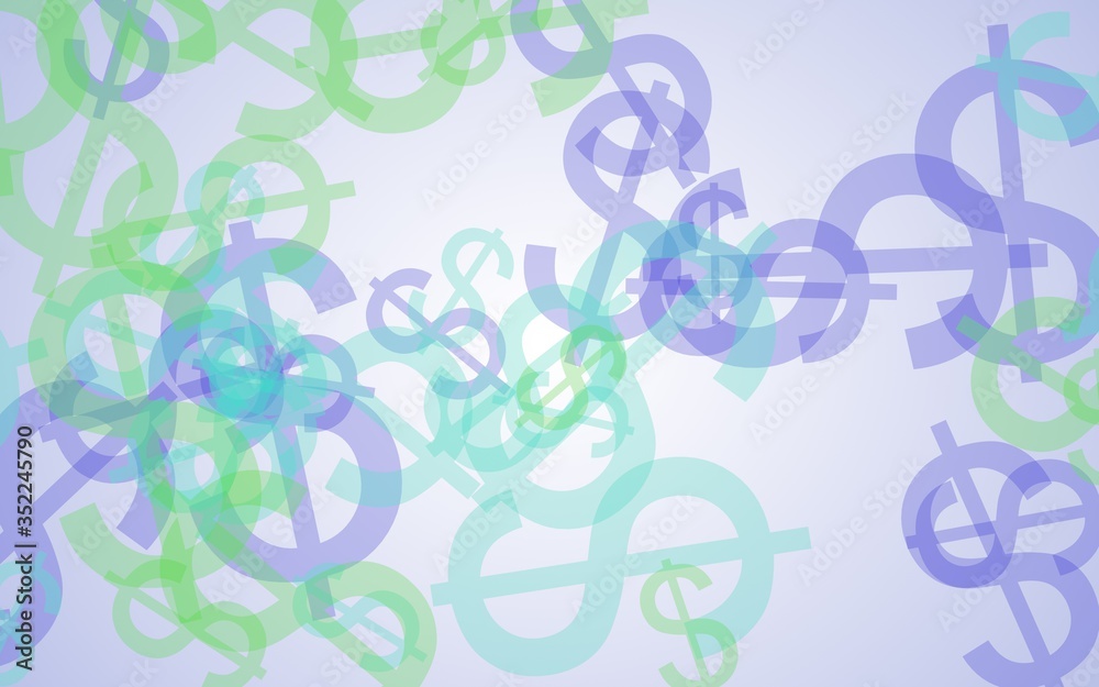 Multicolored translucent dollar signs on white background. 3D illustration Multicolored translucent dollar signs on white background. 3D illustration