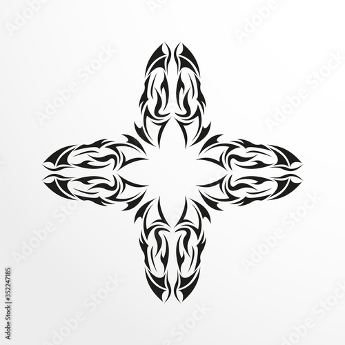 Black-white pattern for a tattoo on a light background. Vector illustration.