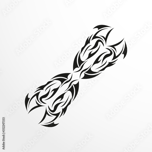 Black-white pattern for a tattoo on a light background. Vector illustration.