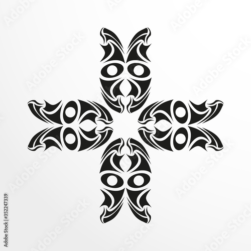 Black-white pattern for a tattoo on a light background. Vector illustration.