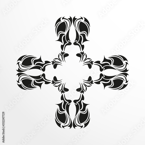 Black-white pattern for a tattoo on a light background. Vector illustration.