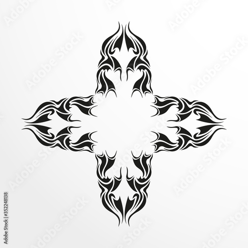 Black-white pattern for a tattoo on a light background. Vector illustration.