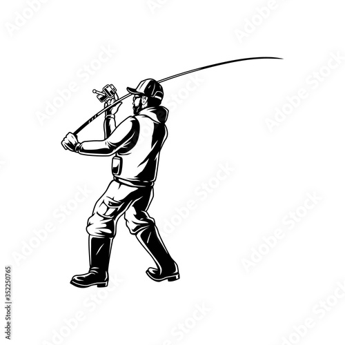 Fishing vintage monochrome template