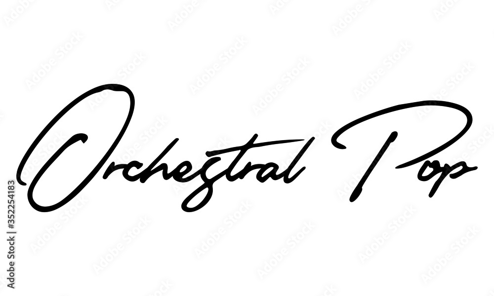 Orchestral Pop Cursive Calligraphy Black Color Text On White Background
