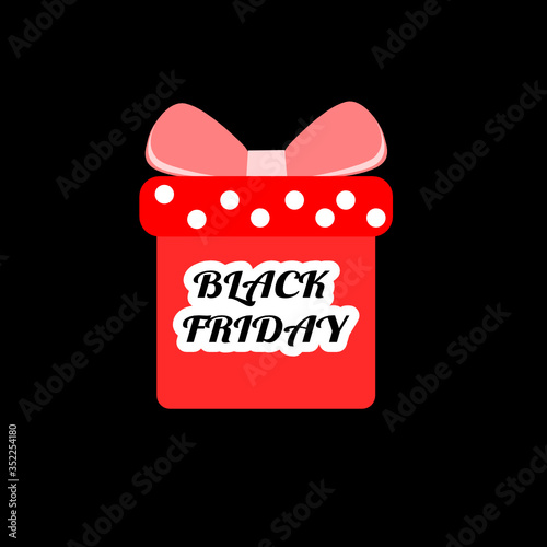 Red Gift Box With Wording Black Friday On Black