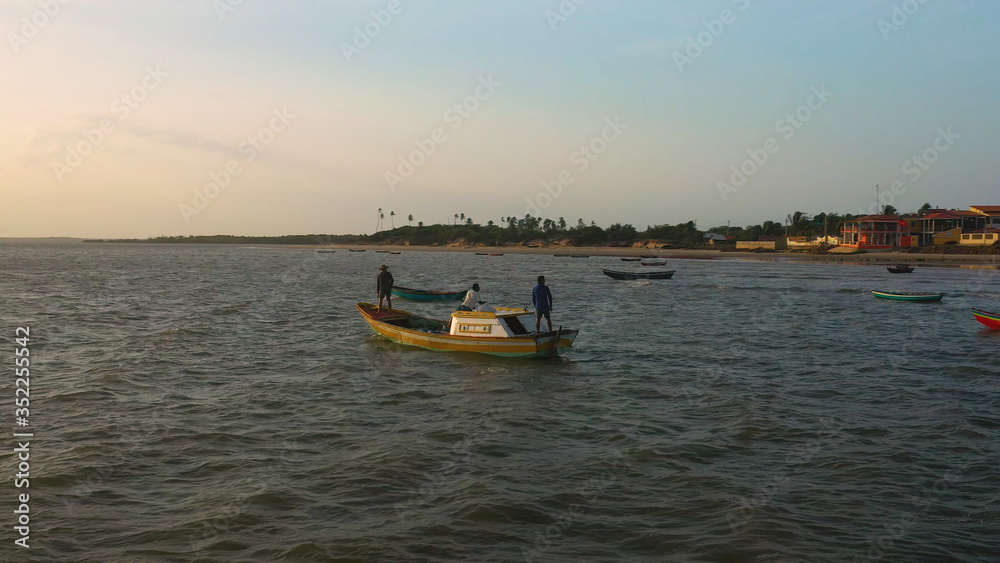 Naklejka premium Fisherman boats in northeastern Brazil