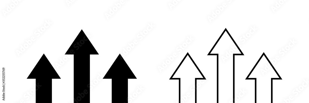 Arrow up. Growing arrow. Vector isolated elements. Black isolated arrow. Arrows going up. Graphic elements. Arrow up. Growing arrow. Vector isolated elements. Black isolated arrow. Arrows going up. Graphic elements.