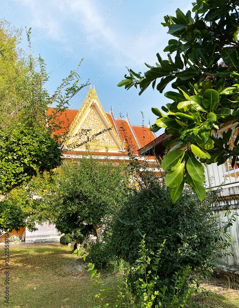 Buddhist Monk Sitting Temple. Wat Kaeo Manee Si Mahathat, Phang Nga,Thailand.