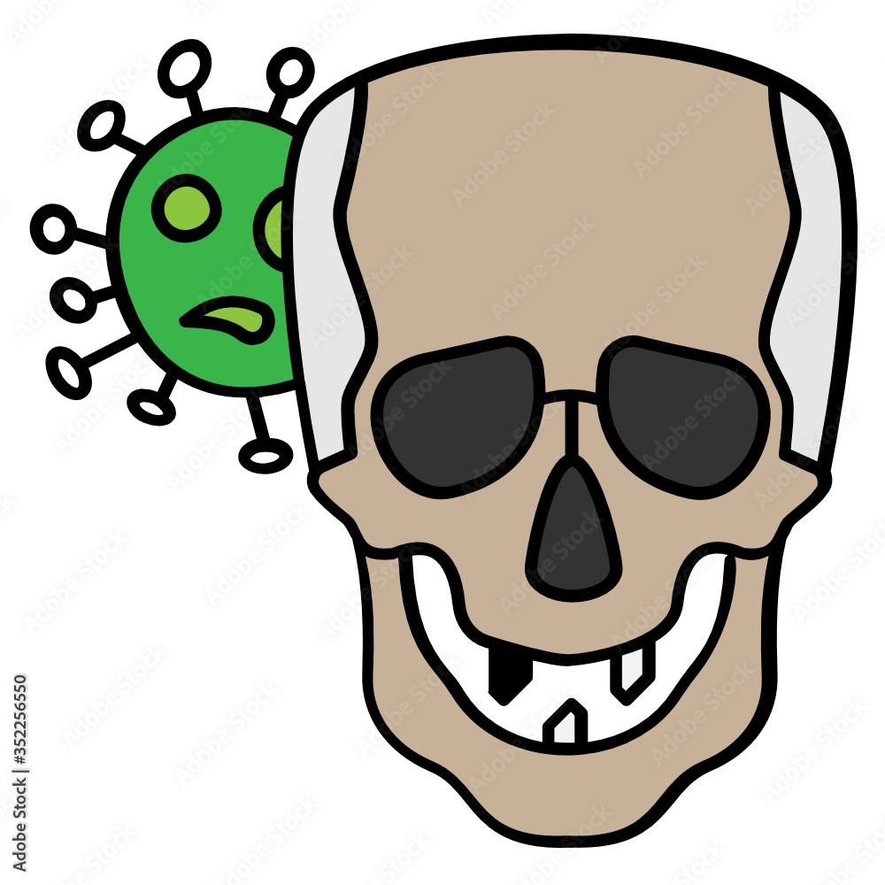 Human Death Due to Evil Corona Coronavirus and Skull Concept, Viral Pandemic Fear Symbol, Virus Vector Color Icon Design, Covid-19 conspiracy on white background, Human Death Due to Evil Corona Coronavirus and Skull Concept, Viral Pandemic Fear Symbol, Virus Vector Color Icon Design, Covid-19 conspiracy on white background,