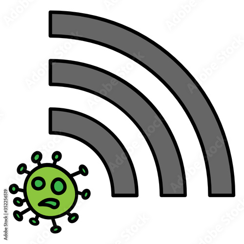 Coronavirus 5g Zone Concept, Virus and Internet Wifi Signals Vector Icon Design, Covid-19 conspiracy on white background, 