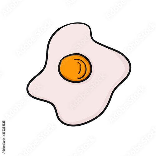 Cartoon illustration of fried eggs. Vector egg sketching.