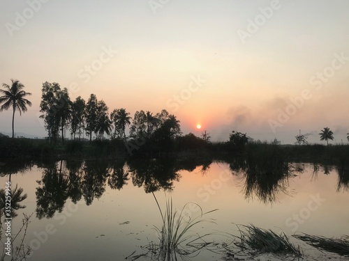 sunset over the river