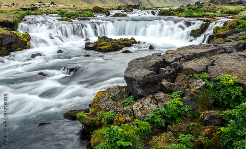 Fototapeta Naklejka Na Ścianę i Meble -  Amazing nature landscape with river of Iceland. Long exposure shot