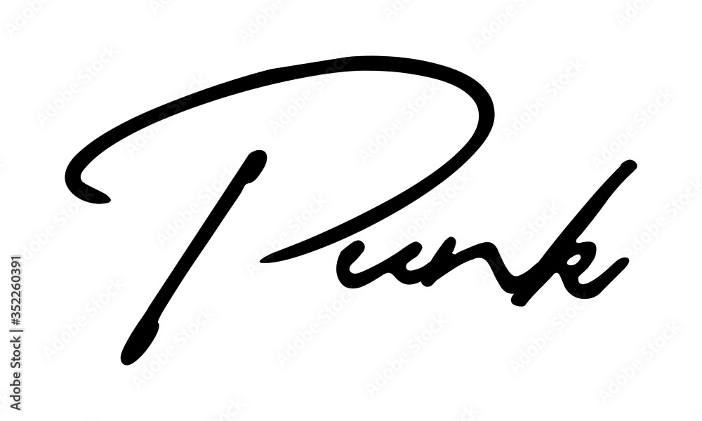 Punk Cursive Calligraphy Black Color Text On White Background