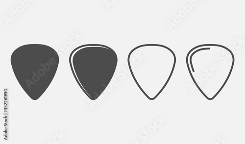 Set of guitar pick icon isolated on white background. Vector illustration. photo