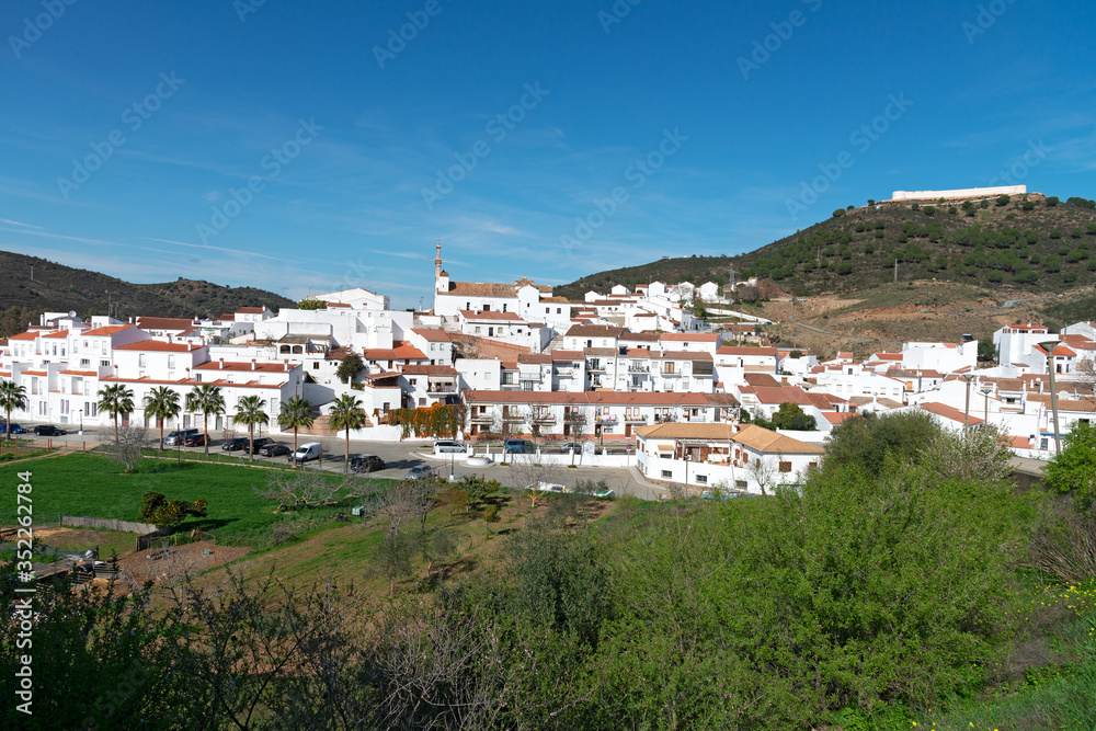 Sanlucar de Guadiana, Spain - February 2020: the country bordering Alcoutim, Portugal