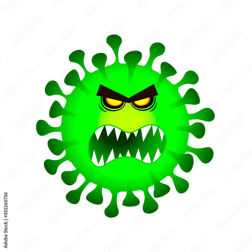 Fototapeta premium character evil coronovirus molecule with teeth