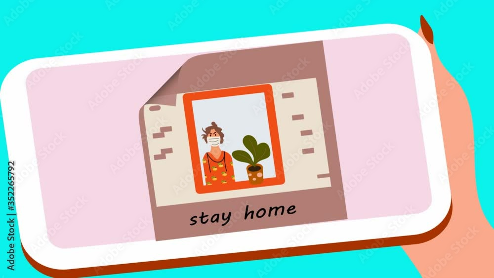 woman is dreaming about island during quaranine, stop covid animation woman is dreaming about island during quaranine, stop covid animation