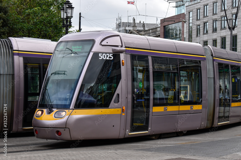 Luas tram at st stephens green in Dublin city centre