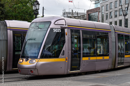 Luas tram at st stephens green in Dublin city centre