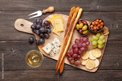 Cheese, grapes and olives antipasto