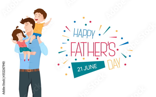 Happy father's day celebration concept banner illustration with copy space.