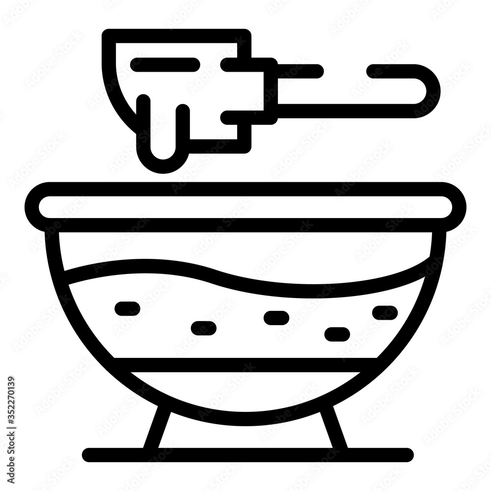 Bowl with dough and paddle icon. Outline bowl with dough and paddle vector icon for web design isolated on white background Bowl with dough and paddle icon. Outline bowl with dough and paddle vector icon for web design isolated on white background