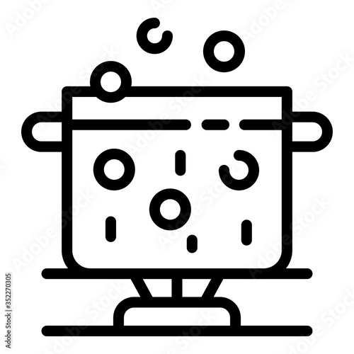 Boiling water in a pot icon. Outline boiling water in a pot vector icon for web design isolated on white background