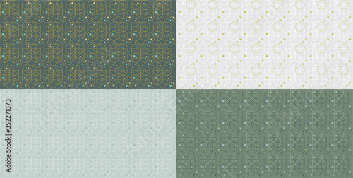 Set seamless pattern vector illustration. Art Deco style. 