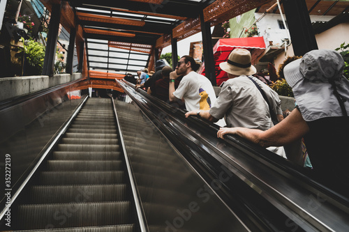 Medellín, Antioquia / Colombia February 25, 2018. Escalator of the commune 13 tourist zone of Medellín