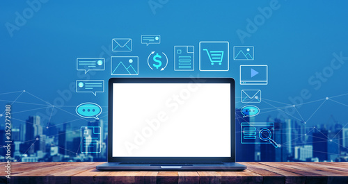 E-learning and go digital,online concepts.new trend with social network.disruption of business situation.modern communication