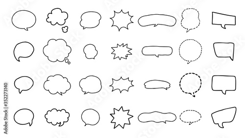 Hand drawn speech bubbles set collection Vector.