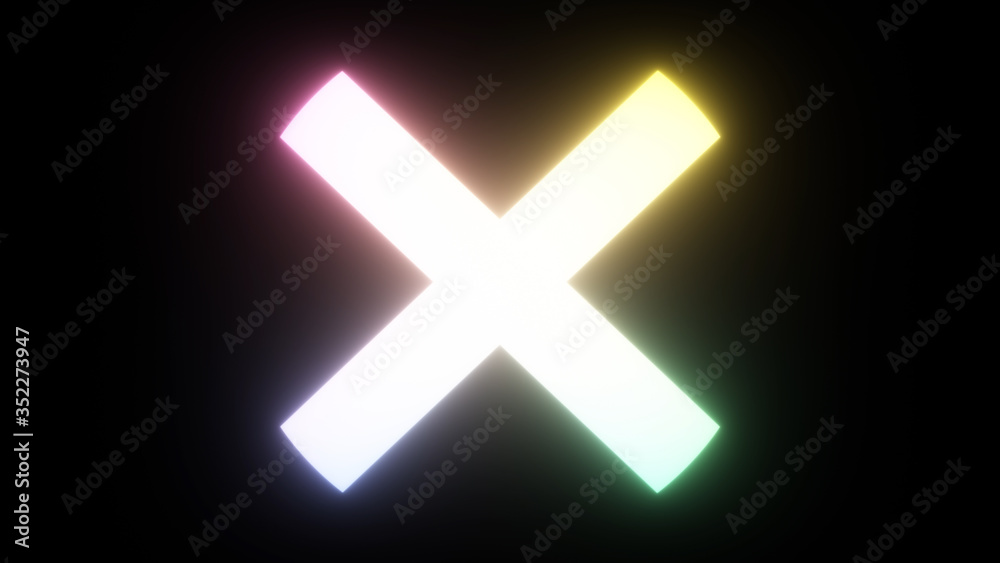 Obraz premium Gradient X Сross in Center Neon Holographic Motion Colored Background