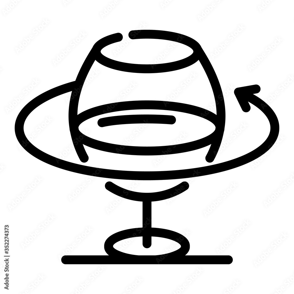 Turning a wine glass icon. Outline turning a wine glass vector icon for web design isolated on white background Turning a wine glass icon. Outline turning a wine glass vector icon for web design isolated on white background