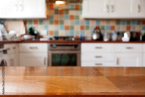 blurred kitchen interior and desk space home background © Melinda Nagy