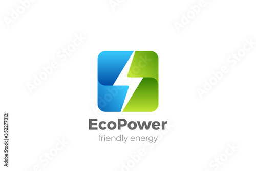 Green Energy Power Electric Flash symbol Logo design vector template.