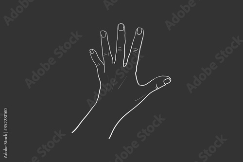 Hand gesture Vector sketch. Body language concept. Hand sign STOP - interactive communication set. Hand in different positions. Arm gestures for showing and pointing, holding and representing