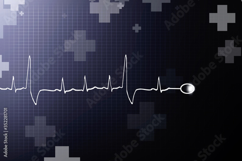 Heart with cardiogram -2D illustration 