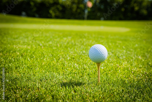 golf ball on golf green grass natural fairway