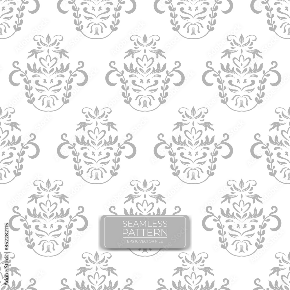 Naklejka premium decorative seamless pattern design background, with leaf and flower ornament