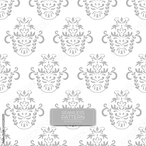 decorative seamless pattern design background, with leaf and flower ornament