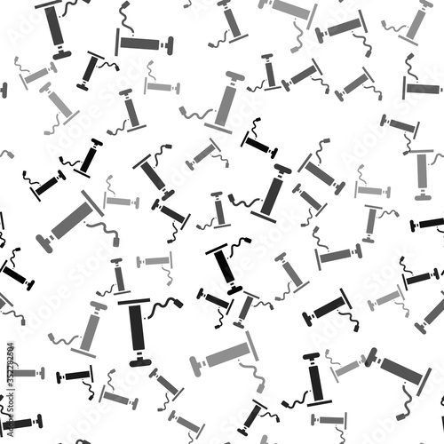 Black Car air pump icon isolated seamless pattern on white background. Vector