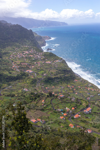 Arco De São Jorge on north coast Madeira seen from Miradouro Beira da Quinta, Madeira, Portugal. photo