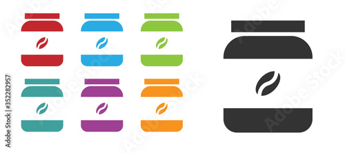 Black Coffee jar bottle icon isolated on white background. Set icons colorful. Vector