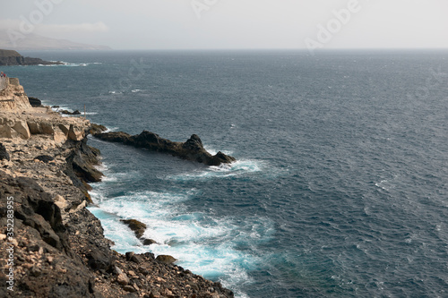 Beautiful view of the sea from the top of a cliff in Fuerteventura