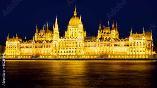 Night view of the Hungarian Parliament Building in Budapest  Hungary