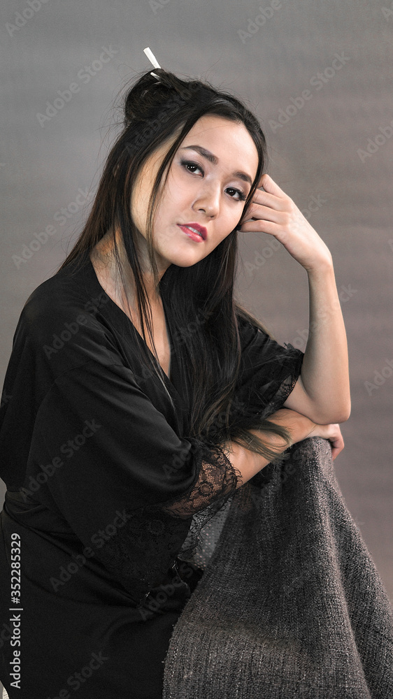 Naklejka premium portrait of a girl of oriental appearance